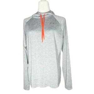 Under Armour Gray/Orange Lightweight Loose HeatGear Pullover Hoodie Size Large